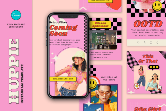 Download Huppie Retro Fashion Instagram Template - Fashion instagram Collection