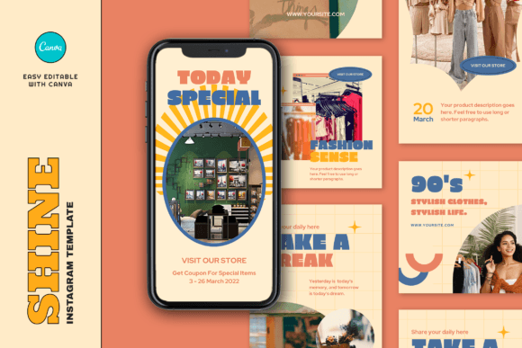 Download Shine Retro Fashion Instagram Template - Fashion instagram Collection